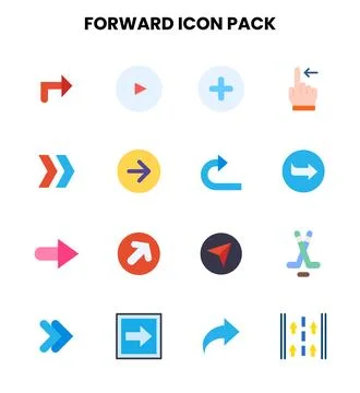 Forward Flat Icons Pack Stock Illustration