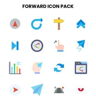 Forward Flat Scalable Icons Pack Illustrazione stock
