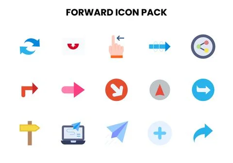 Forward Flat Scalable Icons Pack Illustrazione stock