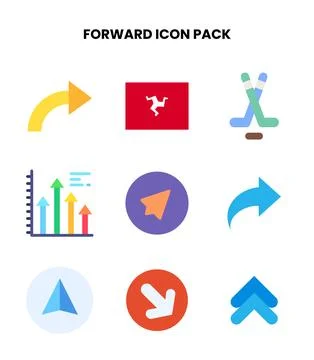 Forward Flat Set Icons Pack Stock Illustration