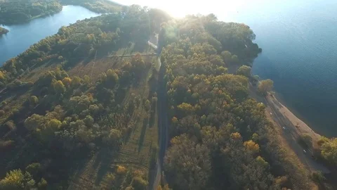 Forward flight above Highland Lakes Stock Footage 70532244