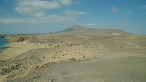 Forward flight dolly drone shot in Lanzarote Stock Footage 119377348
