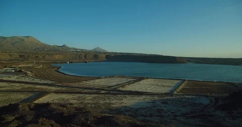 Forward Flight Dolly Drone Shot Over Salt Plant In Lanzarote Stock Footage 119698961