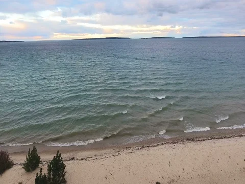 Forward flight into Lake Huron Stock Footage 76126689