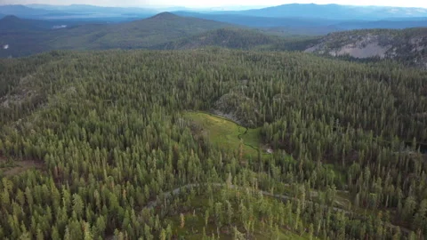 Forward flight over lush green forest with many lakes and rivers in northern Stock Footage 143769875