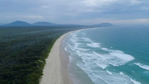 Forward flight over ocean coastline and coastal vegetation. Crowdy Bay, New S Stock Footage 103468940