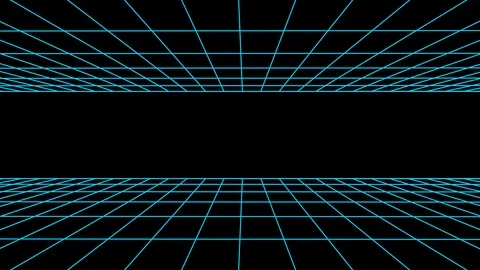 FORWARD flight seamless grid net polygonal wireframe abstract retro tunnel slow Stock Footage 88390153