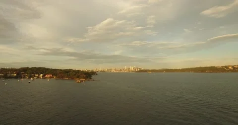 A Forward Flight Towards Sydney CBD Over Sydney Harbour Stock Footage 61436760