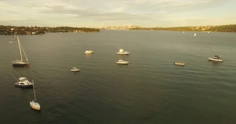 A Forward Flight Towards Sydney CBD Over Sydney Harbour Stock Footage 61437269