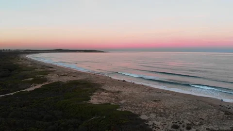 Forward flying Aerial Drone Beach At Sunset In Cronulla, Sydney Australia Stock Footage 99322528