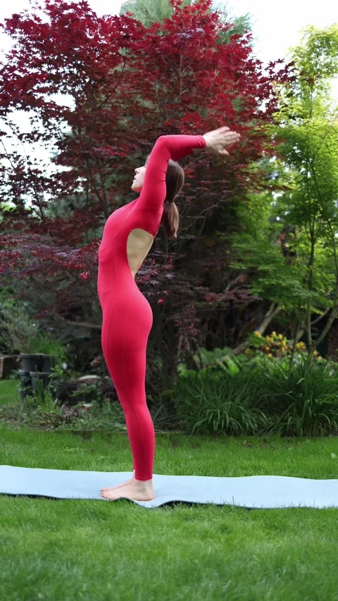 Forward fold in sun salutation Stock Footage 336527501
