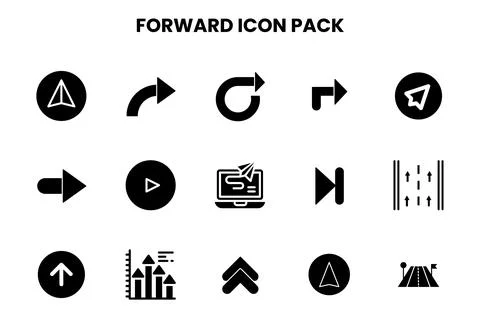 Forward Glyph Bundle Icons Pack Stock Illustration