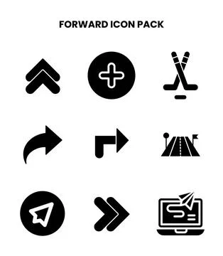 Forward Glyph Design Icons Pack Stock Illustration