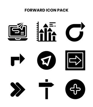 Forward Glyph Design Icons Pack Stock Illustration