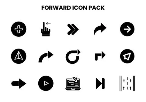 Forward Glyph Graphics Icons Pack Stock Illustration
