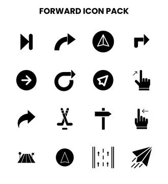 Forward Glyph Set Icons Pack Illustrazione stock