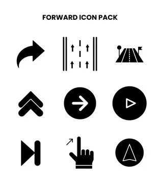 Forward Glyph Vector Icons Pack 스톡 일러스트