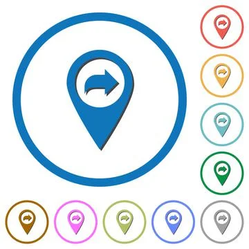 Forward GPS map location icons with shadows and outlines Stock Illustration
