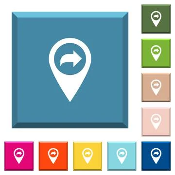 Forward GPS map location white icons on edged square buttons Stock Illustration