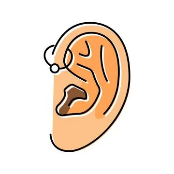 Forward helix piercing earring color icon vector illustration Stock Illustration