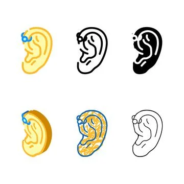 Forward helix piercing earring color icon clean vector Stock Illustration
