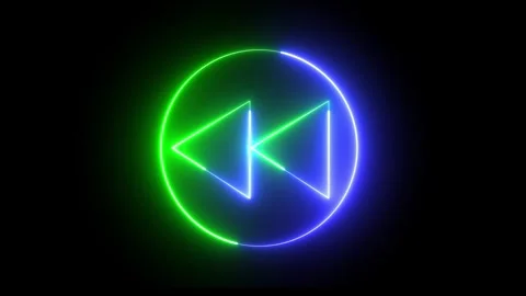 Forward Icon video. Glowing two tone neon media control fast backward or pr.. Video stock 295929068