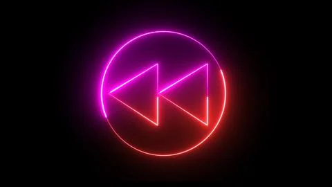 Forward Icon video. Glowing two tone neon media control fast backward or pr.. Stock Illustration