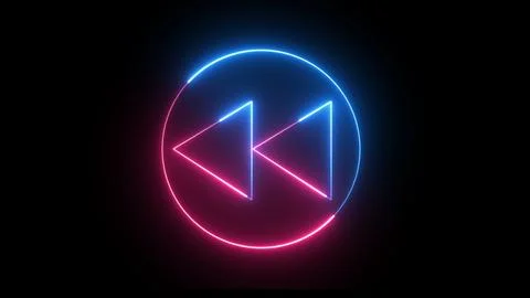 Forward Icon video. Glowing two tone neon media control fast backward or pr.. Stock Illustration