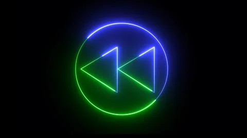 Forward Icon video. Glowing two tone neon media control fast backward or pr.. Stock Illustration