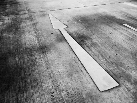 Forward igns on the road Forward and right signs on the road black &amp; white Stock Photos