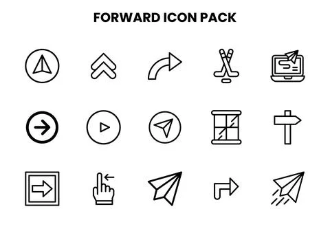 Forward Line Icons Pack Stock Illustration