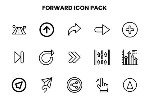 Forward Line Set Icons Pack Stock Illustration