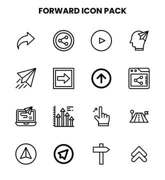 Forward Line Set Icons Pack Ilustración de archivo