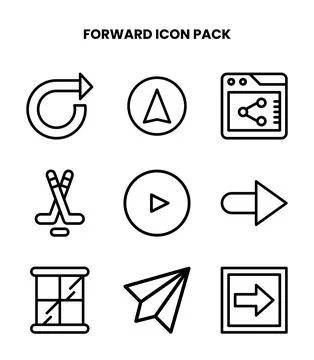 Forward Line Vector Icons Pack Illustrazione stock