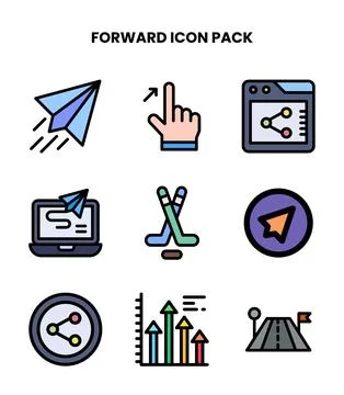 Forward Lineal Color Bundle Icons Pack Ilustración de archivo
