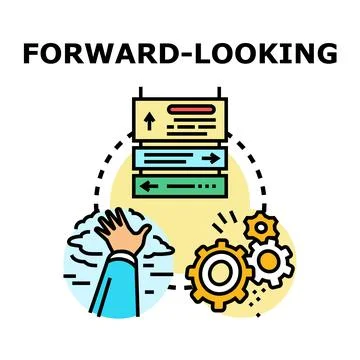 Forward looking business strategy concept with planning and process Stock Illustration