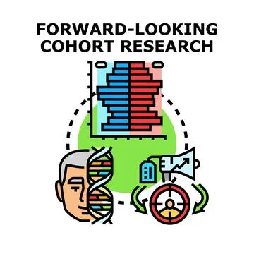 Forward looking cohort research population study concept Stock Illustration