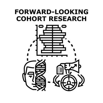 Forward looking cohort research population study concept Stock Illustration