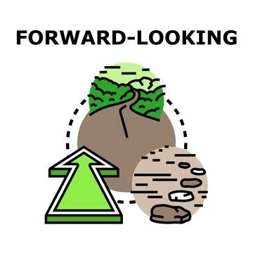 Forward looking concept with arrow, road, and stepping stones Stock Illustration