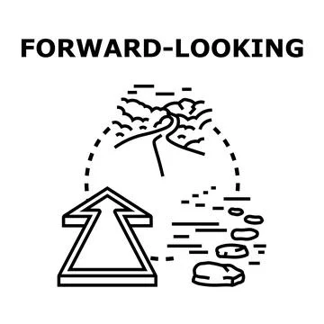 Forward looking concept with arrow, road, and stepping stones Stock Illustration