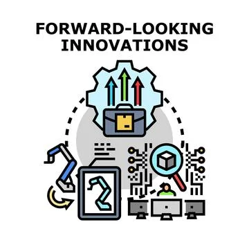 Forward looking innovations developing modern business solutions Stock Illustration