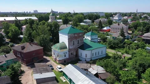 Forward low drone flight over Kolomna city Stock Footage 327404673