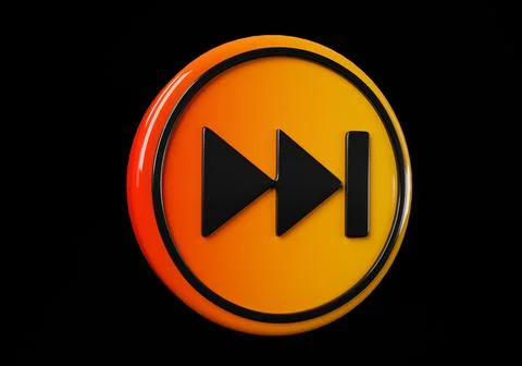 Forward media button. buttons. Shiny icon with yellow frame and with reflecti Illustrazione stock