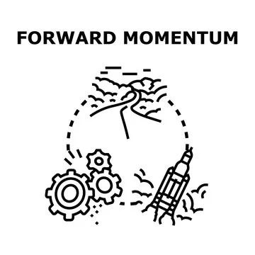 Forward momentum concept with launching rocket and gears Stock Illustration
