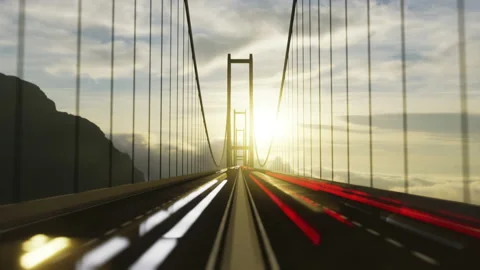 Forward motion across the bridge with traffic hyperlapse Stock Footage 149291629