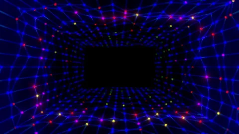 Forward Motion Through Futuristic Digital Network Tunnel Animation Vídeo Stock 337718839