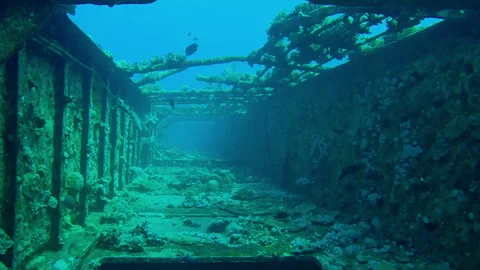 Forward movement along passage on upper deck of Salem Express ferry Stock Footage 322882548
