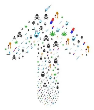 Forward Movement Arrow Composition with Narcotic Drugs Stock Illustration