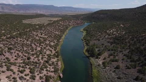 Forward moving aerial view of Green River in Utah in the Fall Stock Footage 276414903