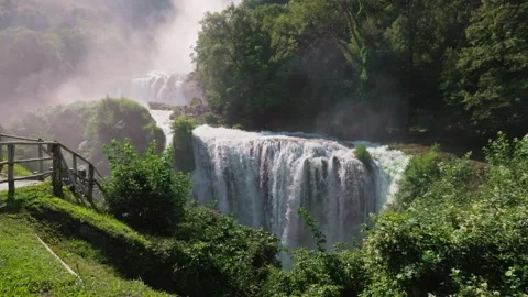 Forward moving shot of Marmore Waterfall in Umbria Stock Footage 315347902
